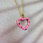 Pink gemstone Heart gold necklace